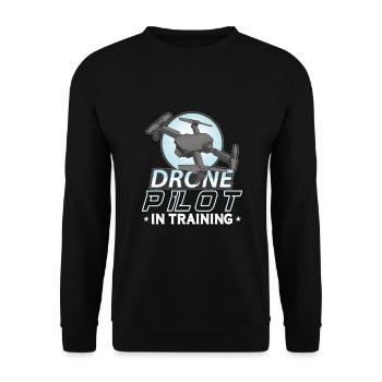 Drohne Pilot Opa Geschenkidee Alter Mann Mit - Unisex Pullover - Schwarz - Vorne - Alina (178cm) & Michal (187cm)