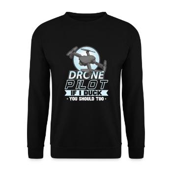 Drohne Pilot Opa Geschenkidee Alter Mann Mit - Unisex Pullover - Schwarz - Vorne - Alina (178cm) & Michal (187cm)