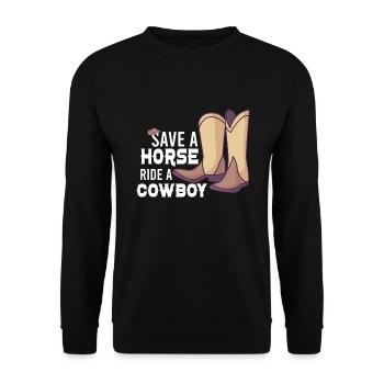 Cowboy Barn Bull Rider Rodeo Country Western - Unisex Pullover - Schwarz - Vorne - Alina (178cm) & Michal (187cm)
