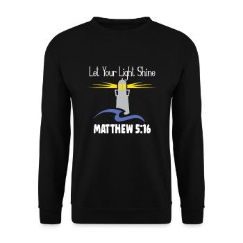 Christianisme Jésus Phare – Laissez votre lumière - Sweat-shirt Unisexe - noir - Devant - Alina (178cm) & Michal (187cm)