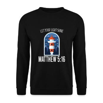 Christianisme Jésus Phare – Laissez votre lumière - Sweat-shirt Unisexe - noir - Devant - Alina (178cm) & Michal (187cm)
