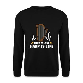 Harfenmusikinstrument Harfenlehrer - Unisex Pullover - Schwarz - Vorne - Alina (178cm) & Michal (187cm)