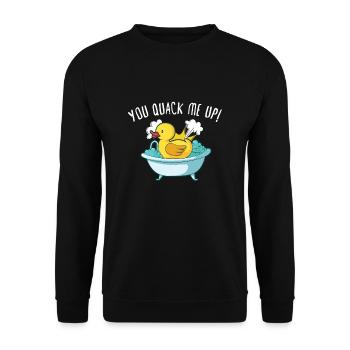 Canard en caoutchouc Canards Chasse aux oiseaux Amateur de canard Idée cadeau - Sweat-shirt Unisexe - noir - Devant - Alina (178cm) & Michal (187cm)