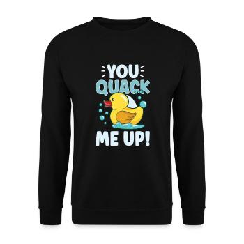 Canard en caoutchouc Canards Chasse aux oiseaux Amateur de canard Idée cadeau - Sweat-shirt Unisexe - noir - Devant - Alina (178cm) & Michal (187cm)