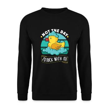 Canard en caoutchouc Canards Chasse aux oiseaux Amateur de canard Idée cadeau - Sweat-shirt Unisexe - noir - Devant - Alina (178cm) & Michal (187cm)