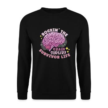 Brain Surgery Joke Brain Surgery Awareness Gift - Unisex Sweatshirt - black - Front - Alina (178cm) & Michal (187cm)