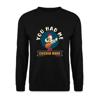 Chicken Wings Wing Hot Cooked Chicken Fast Food - Unisex Pullover - Schwarz - Vorne - Alina (178cm) & Michal (187cm)