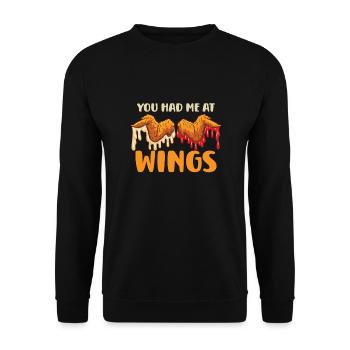 Chicken Wings Wing Hot Cooked Chicken Fast Food - Unisex Pullover - Schwarz - Vorne - Alina (178cm) & Michal (187cm)