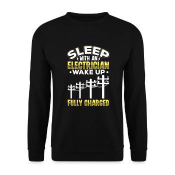 Electrician Electrical Engineer Lineman Electrical - Unisex Sweatshirt - black - Front - Alina (178cm) & Michal (187cm)