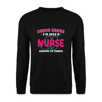 Nurse Nursing Clinic Paramedic - Unisex Sweatshirt - black - Front - Alina (178cm) & Michal (187cm)