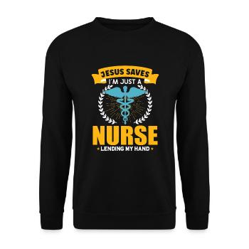 Nurse Nursing Clinic Paramedic - Unisex Sweatshirt - black - Front - Alina (178cm) & Michal (187cm)