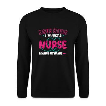 Nurse Nursing Clinic Paramedic - Unisex Sweatshirt - black - Front - Alina (178cm) & Michal (187cm)
