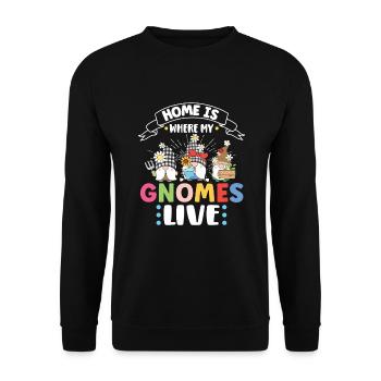 Garden Gnomes Gnome Lover Funny Gnome Gardening - Unisex Sweatshirt - black - Front - Alina (178cm) & Michal (187cm)