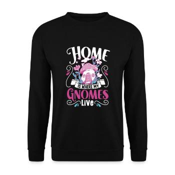 Garden Gnomes Gnome Lover Funny Gnome Gardening - Unisex Sweatshirt - black - Front - Alina (178cm) & Michal (187cm)