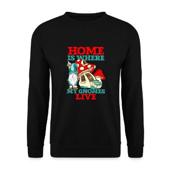Garden Gnomes Gnome Lover Funny Gnome Gardening - Unisex Sweatshirt - black - Front - Alina (178cm) & Michal (187cm)