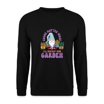 Garden Gnomes Gnome Lover Funny Gnome Gardening - Unisex Sweatshirt - black - Front - Alina (178cm) & Michal (187cm)
