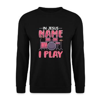 Drum Player Jesus Drum set Pick Jesus Drums Player - Unisex Sweatshirt - black - Front - Alina (178cm) & Michal (187cm)