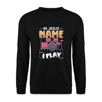 Drum Player Jesus Drum set Pick Jesus Drums Player - Unisex Sweatshirt - black - Front - Alina (178cm) & Michal (187cm)