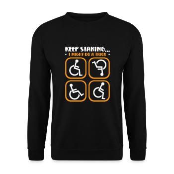 Handicapped Wheelchair Cyborg Leg Arm Amputee - Unisex Sweatshirt - black - Front - Alina (178cm) & Michal (187cm)