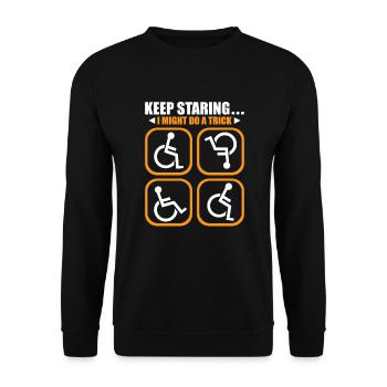 Handicapped Wheelchair Cyborg Leg Arm Amputee - Unisex Sweatshirt - black - Front - Alina (178cm) & Michal (187cm)