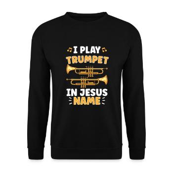 Le trompettiste Jesus Trumpist Pick Jesus Trumpet - Sweat-shirt Unisexe - noir - Devant - Alina (178cm) & Michal (187cm)