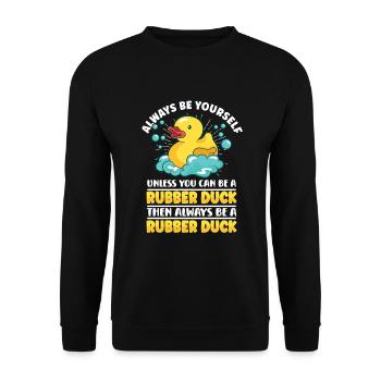 Canard en caoutchouc Canards Chasse aux oiseaux Amoureux du canard Idée cadeau - Sweat-shirt Unisexe - noir - Devant - Alina (178cm) & Michal (187cm)