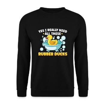 Rubber Duck Ducks Bird Hunt Duck lover Gift Idea - Unisex Pullover - Schwarz - Vorne - Alina (178cm) & Michal (187cm)