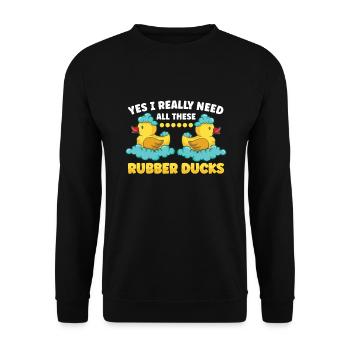 Rubber Duck Ducks Bird Hunt Duck lover Gift Idea - Unisex Sweatshirt - black - Front - Alina (178cm) & Michal (187cm)