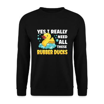 Rubber Duck Ducks Bird Hunt Duck lover Gift Idea - Unisex Pullover - Schwarz - Vorne - Alina (178cm) & Michal (187cm)