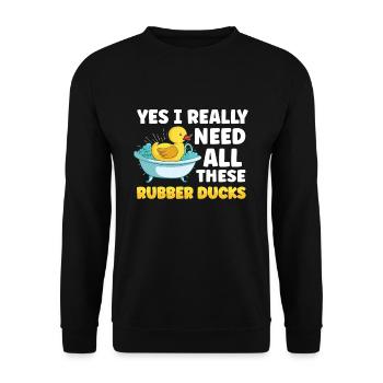 Rubber Duck Ducks Bird Hunt Duck lover Gift Idea - Unisex Pullover - Schwarz - Vorne - Alina (178cm) & Michal (187cm)