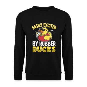 Canard en caoutchouc Canards Chasse aux oiseaux Amoureux du canard Idée cadeau - Sweat-shirt Unisexe - noir - Devant - Alina (178cm) & Michal (187cm)