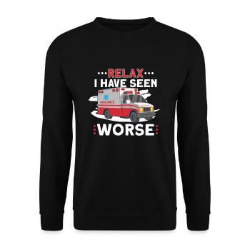 Sanitäter Erster Responder Krankenwagenfahrer - Unisex Pullover - Schwarz - Vorne - Alina (178cm) & Michal (187cm)