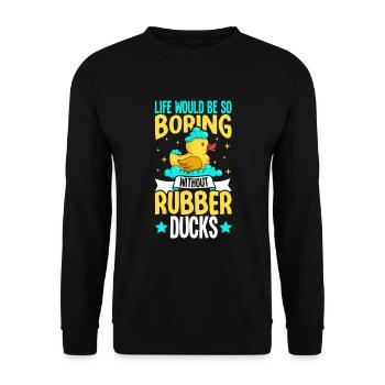 Gummiente Gummienten Entenliebhaber Badezimmer - Unisex Pullover - Schwarz - Vorne - Alina (178cm) & Michal (187cm)