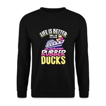 Rubber Ducks Duck Duck Lovers Bathroom - Unisex Sweatshirt - black - Front - Alina (178cm) & Michal (187cm)