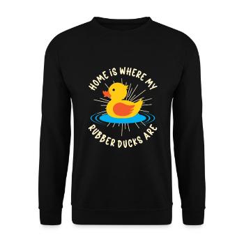 Rubber Ducks Duck Duck Lovers Bathroom - Unisex Sweatshirt - black - Front - Alina (178cm) & Michal (187cm)
