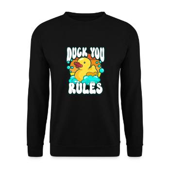 Canards en caoutchouc Canards Chasse aux oiseaux Idée cadeau d’amoureux des canards - Sweat-shirt Unisexe - noir - Devant - Alina (178cm) & Michal (187cm)