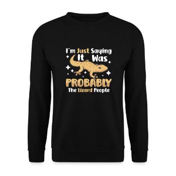 Eidechse Bartagamenliebhaber Reptilienliebhaber - Unisex Pullover - Schwarz - Vorne - Alina (178cm) & Michal (187cm)