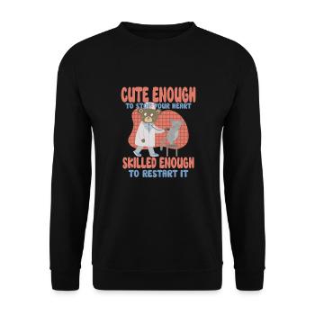 infirmière clinique de soins infirmiers ambulancier paramédical - Sweat-shirt Unisexe - noir - Devant - Alina (178cm) & Michal (187cm)