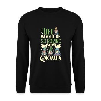Garden Gnomes Gnome Lover Funny Gnome Gardening - Unisex Sweatshirt - black - Front - Alina (178cm) & Michal (187cm)