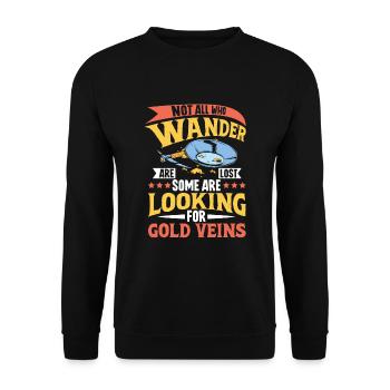 Goldgräber Goldbergbau Goldwaschen Goldmine - Unisex Pullover - Schwarz - Vorne - Alina (178cm) & Michal (187cm)