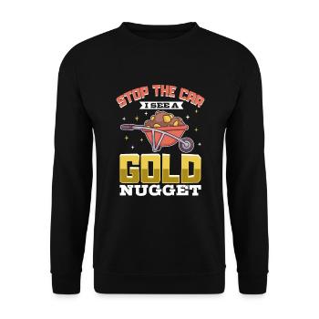 Goldgräber Goldbergbau Goldwaschen Goldmine - Unisex Pullover - Schwarz - Vorne - Alina (178cm) & Michal (187cm)