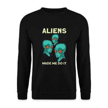 Alien Extraterrestrial Area 51 Ufo Space Geek - Unisex Pullover - Schwarz - Vorne - Alina (178cm) & Michal (187cm)