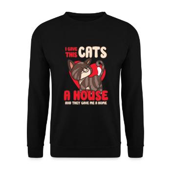 Cat RESCUE ANIMAL RIGHTS RESCUE Cat ADOPTION - Unisex Sweatshirt - black - Front - Alina (178cm) & Michal (187cm)