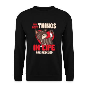Cat RESCUE ANIMAL RIGHTS RESCUE Cat ADOPTION - Unisex Sweatshirt - black - Front - Alina (178cm) & Michal (187cm)