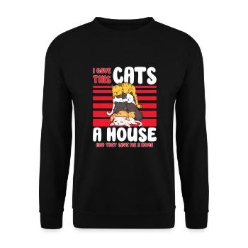 Cat RESCUE ANIMAL RIGHTS RESCUE Cat ADOPTION - Unisex Sweatshirt - black - Front - Alina (178cm) & Michal (187cm)
