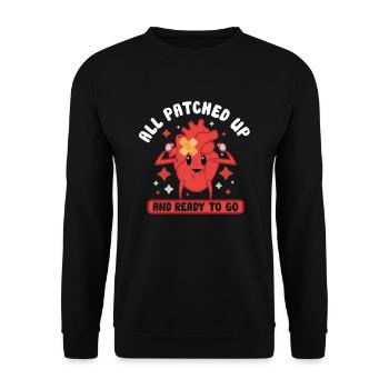 Open Heart Surgery Heart Surgery Survivor Gift - Unisex Sweatshirt - black - Front - Alina (178cm) & Michal (187cm)