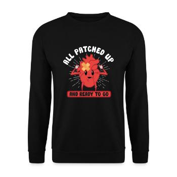 Open Heart Surgery Heart Surgery Survivor Gift - Unisex Sweatshirt - black - Front - Alina (178cm) & Michal (187cm)