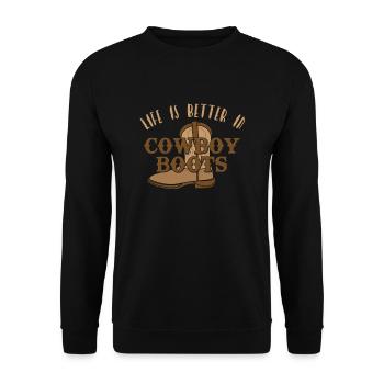 Cowboy Barn Bull Rider Rodeo Country Western - Unisex Pullover - Schwarz - Vorne - Alina (178cm) & Michal (187cm)