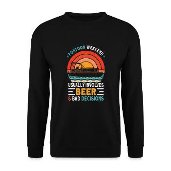 Pontoon Boating Pontoon Boat Captain Gift Idea - Unisex Sweatshirt - black - Front - Alina (178cm) & Michal (187cm)
