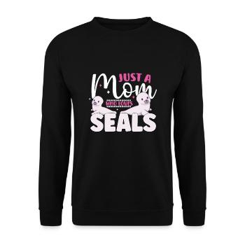 Seal Animal Wilderness Animals Seals Cute Baby Sea - Unisex Sweatshirt - black - Front - Alina (178cm) & Michal (187cm)